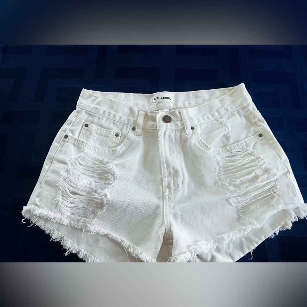 Billabong Women's Cream Distressed Jean Shorts